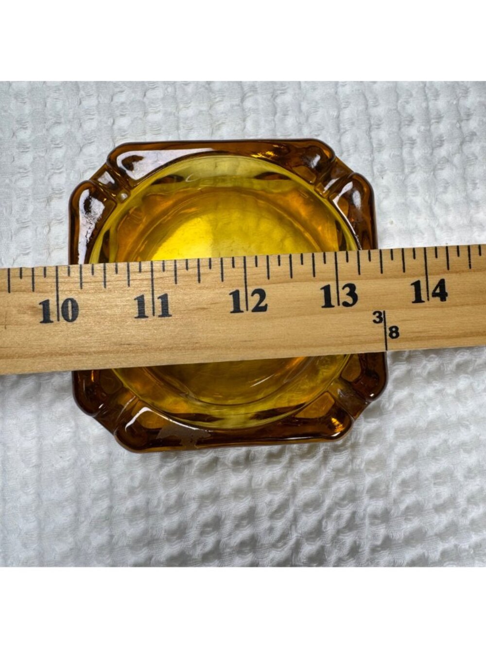 Vintage Amber Glass Ashtray With Square Design - Picture 9 of 9